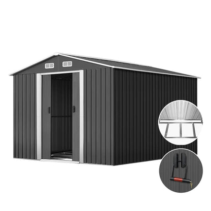 Giantz Garden Shed 2.6x3.9M w/Metal Base Sheds Outdoor Storage Workshop Tool Shelter Sliding Door - Image 8