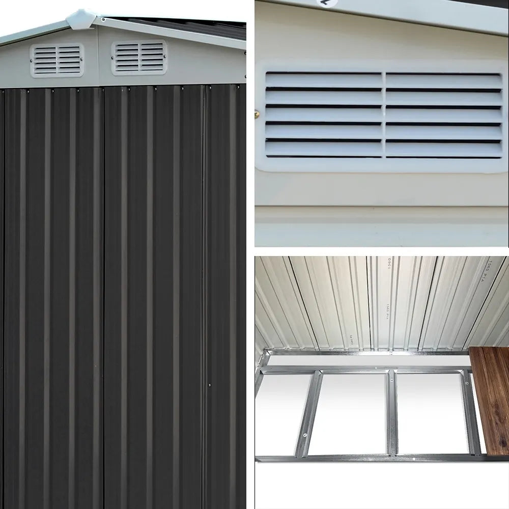 Giantz Garden Shed 2.58x2.07M w/Metal Base Sheds Outdoor Storage Double Door Tool - Image 6