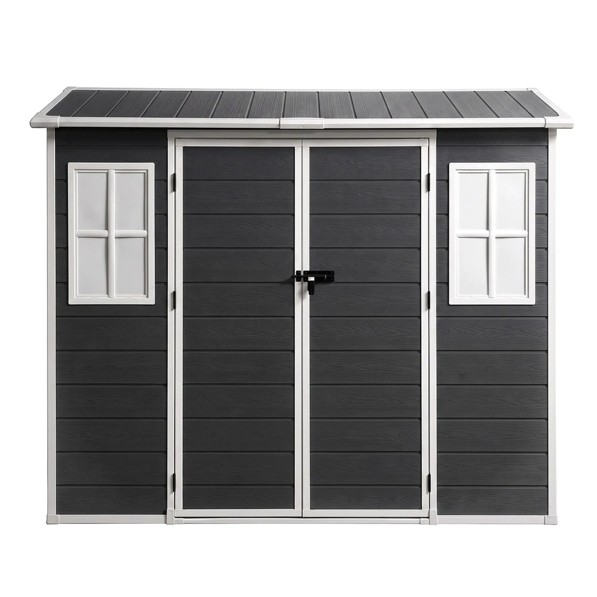 Giantz Garden Shed Resin Outdoor Storage Box 2.44x1.31M Tool Shed Backyard Black - Image 3