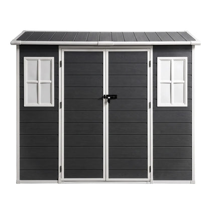 Giantz Garden Shed Resin Outdoor Storage Box 2.44x1.31M Tool Shed Backyard Black - Image 3