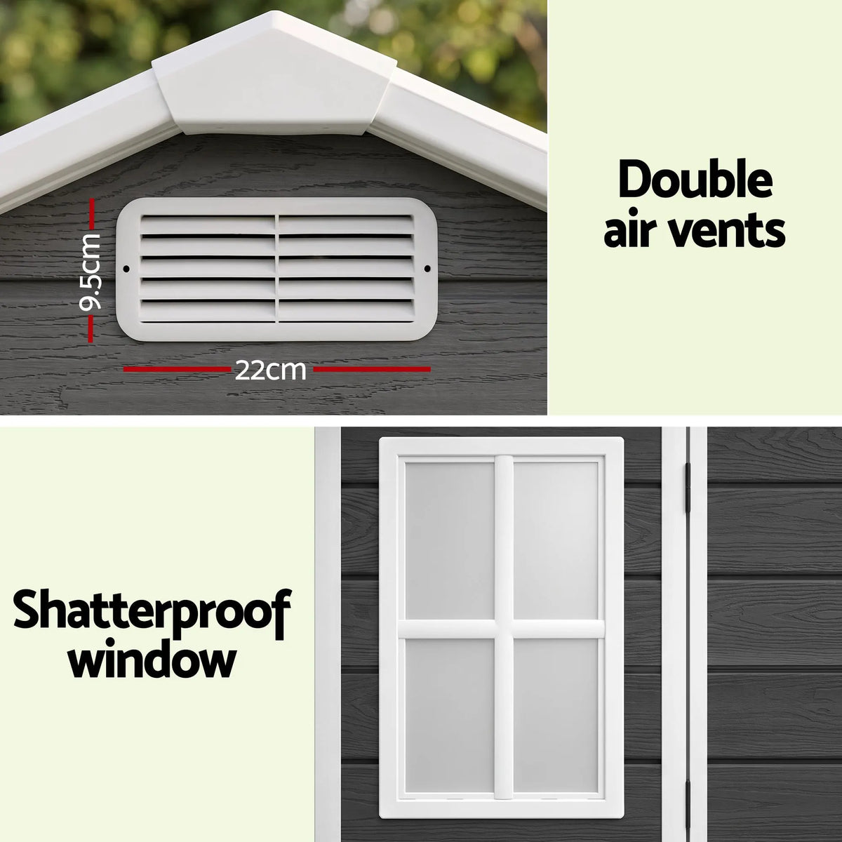 Giantz Garden Shed Resin Outdoor Storage Box 2.44x1.31M Tool Shed Backyard Black - Image 6