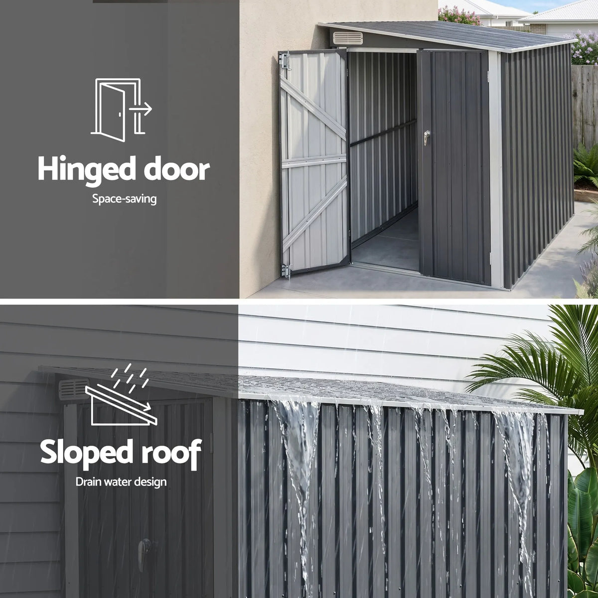 Giantz Garden Shed 118x238cm Lean To Bike Shelter Backyard Outdoor Storage - Image 6