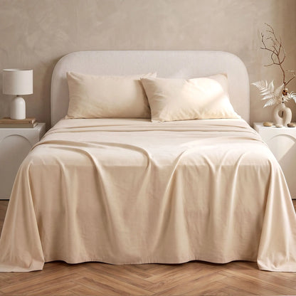 Giselle Double Sheet Set 150 GSM Anti-pilling Micro Flannel, Fast Drying Lightweight 4 Piece, 40CM Deep Pocket Fits Thick Mattress, Cream White - Image 7