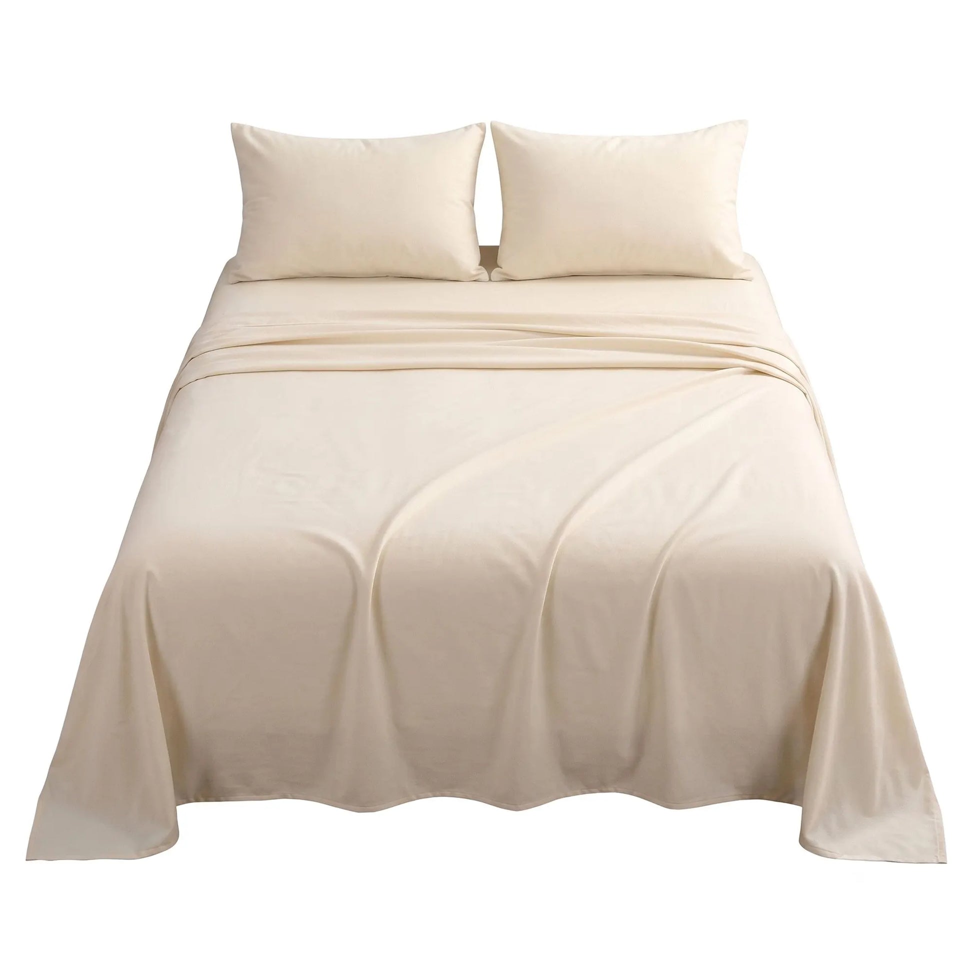 Giselle Double Sheet Set 150 GSM Anti-pilling Micro Flannel, Fast Drying Lightweight 4 Piece, 40CM Deep Pocket Fits Thick Mattress, Cream White - Image 9
