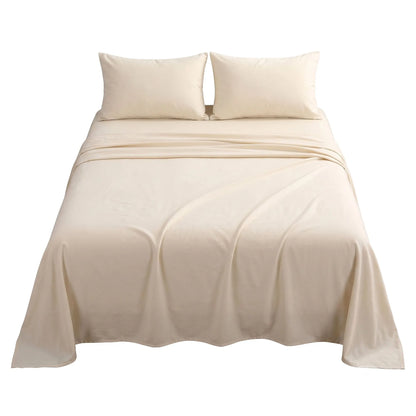 Giselle Double Sheet Set 150 GSM Anti-pilling Micro Flannel, Fast Drying Lightweight 4 Piece, 40CM Deep Pocket Fits Thick Mattress, Cream White - Image 9