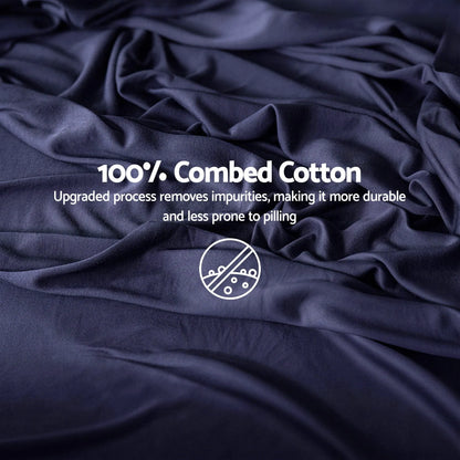 Giselle Kingsingle 500TC Cotton 4Pcs Sheet Set with 40cm Extra Deep Pocket for Thick Mattresses Sateen Weave for Sweaty Nights Navy Blue - Image 5