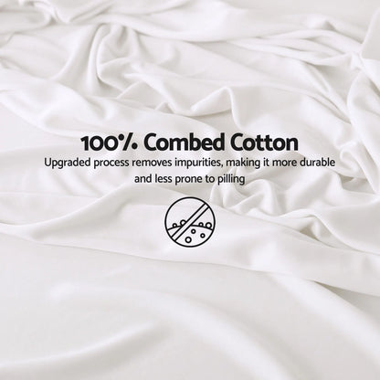 Giselle Double 500TC Cotton 4Pcs Sheet Set with 40cm Extra Deep Pocket for Thick Mattresses Sateen Weave for Sweaty Nights White - Image 5