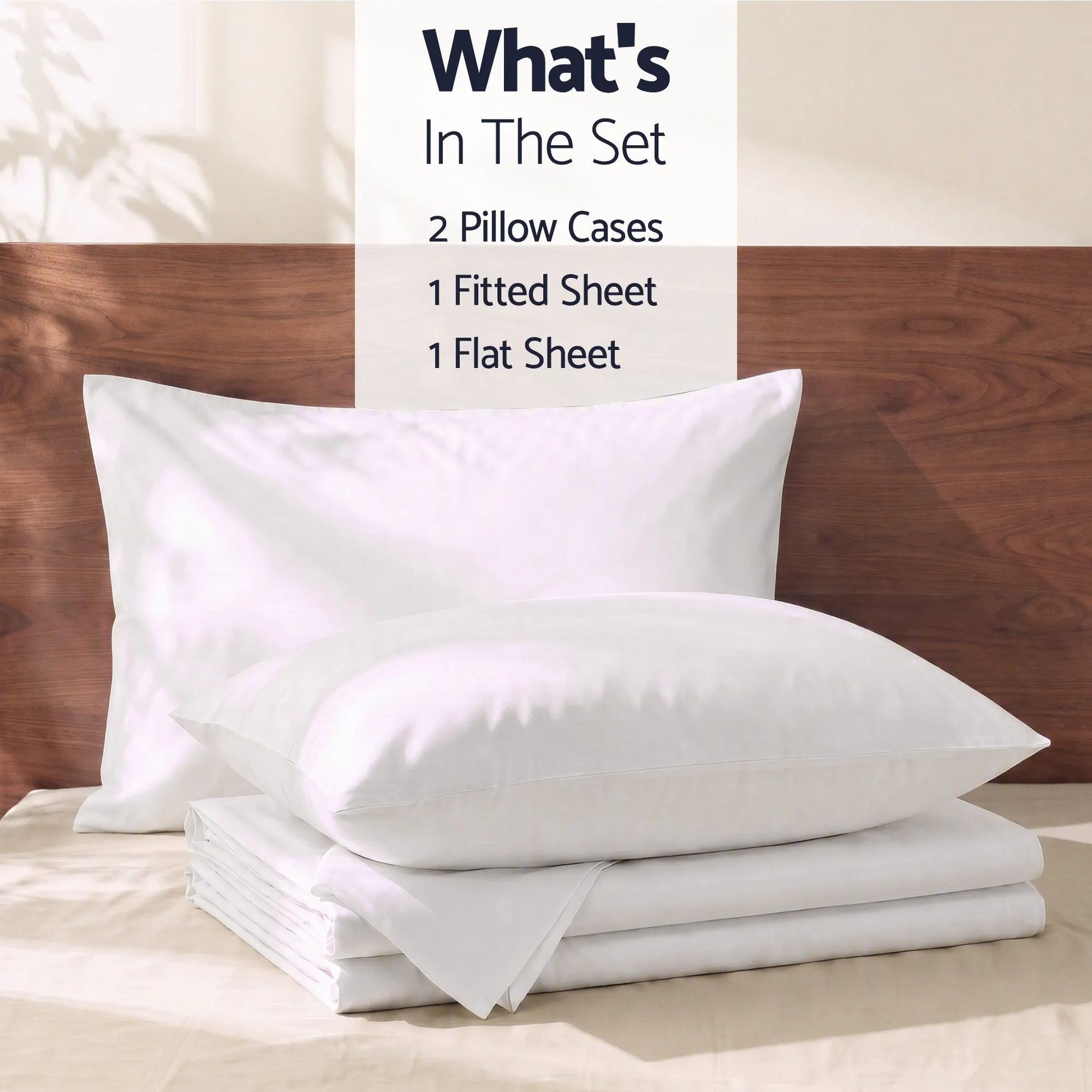 Giselle Double 500TC Cotton 4Pcs Sheet Set with 40cm Extra Deep Pocket for Thick Mattresses Sateen Weave for Sweaty Nights White - Image 7