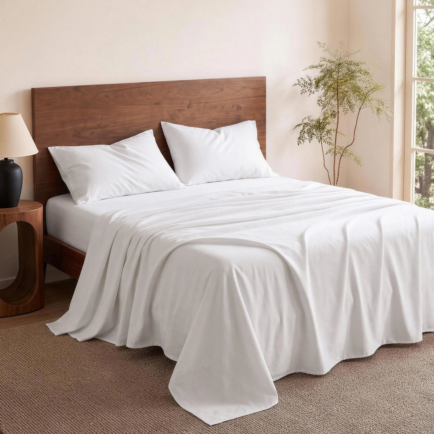 Giselle Double 500TC Cotton 4Pcs Sheet Set with 40cm Extra Deep Pocket for Thick Mattresses Sateen Weave for Sweaty Nights White - Image 8