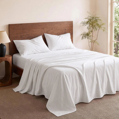Giselle Double 500TC Cotton 4Pcs Sheet Set with 40cm Extra Deep Pocket for Thick Mattresses Sateen Weave for Sweaty Nights White - Image 8
