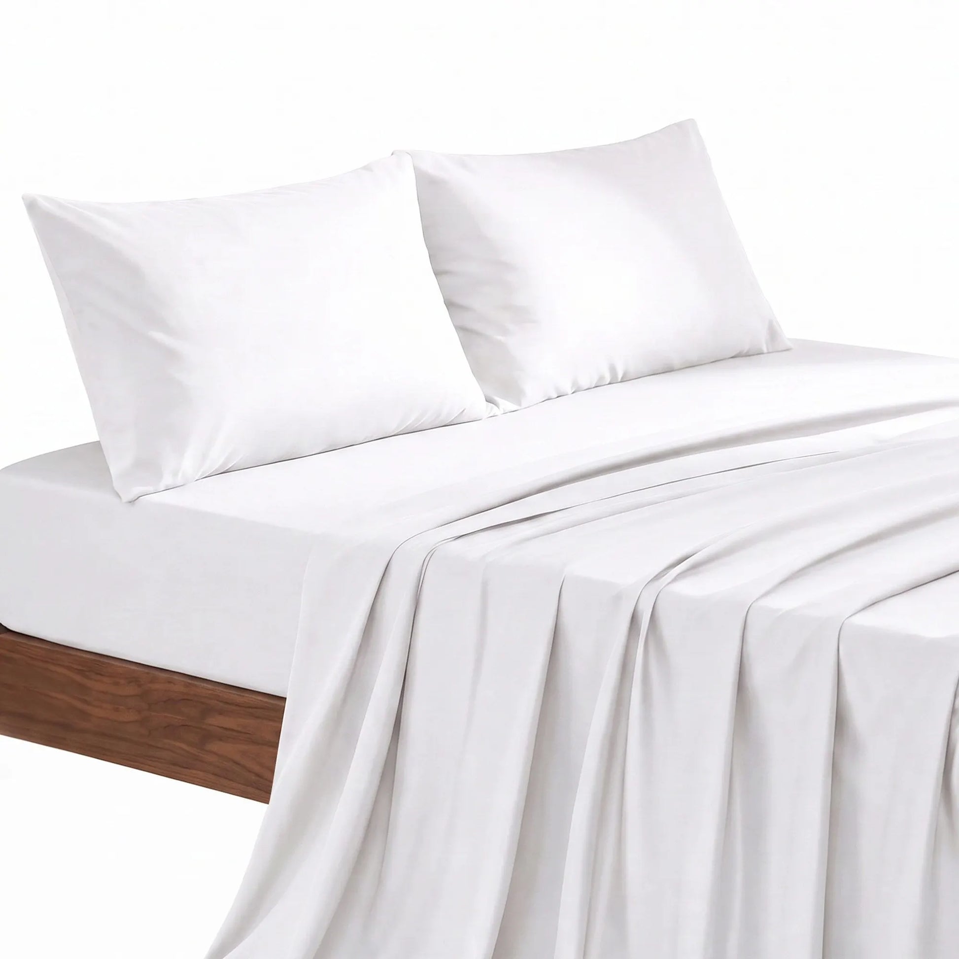 Giselle Double 500TC Cotton 4Pcs Sheet Set with 40cm Extra Deep Pocket for Thick Mattresses Sateen Weave for Sweaty Nights White - Image 9
