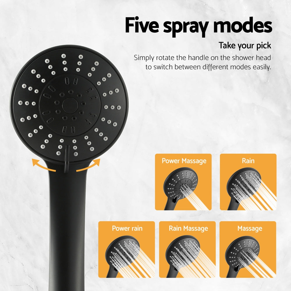 Handheld Shower Head 4.5" High Pressure 5 Modes Poweful Round Black - Image 6