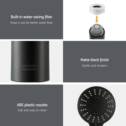 Handheld Shower Head 4.5" High Pressure 5 Modes Poweful Round Black - Image 7
