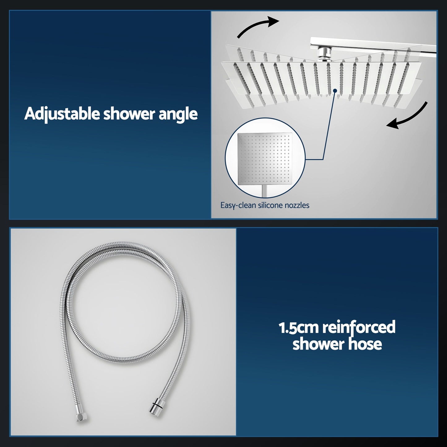 12" Rain Shower Head Set with 3-Mode Handheld Brass High Pressure WELS Chrome - Image 8