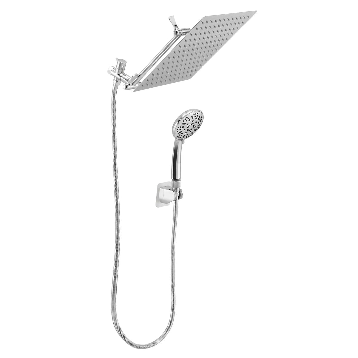 Cefito High-Pressure Rain Shower Head with Handheld, Gear-Lock Anti-Sag Arm for Family Spa, 12" Stainless Steel Rainfall & 9-Setting Wand Combo, 3-Way Diverter, Drill-Free Adhesive Bracket - Image 9