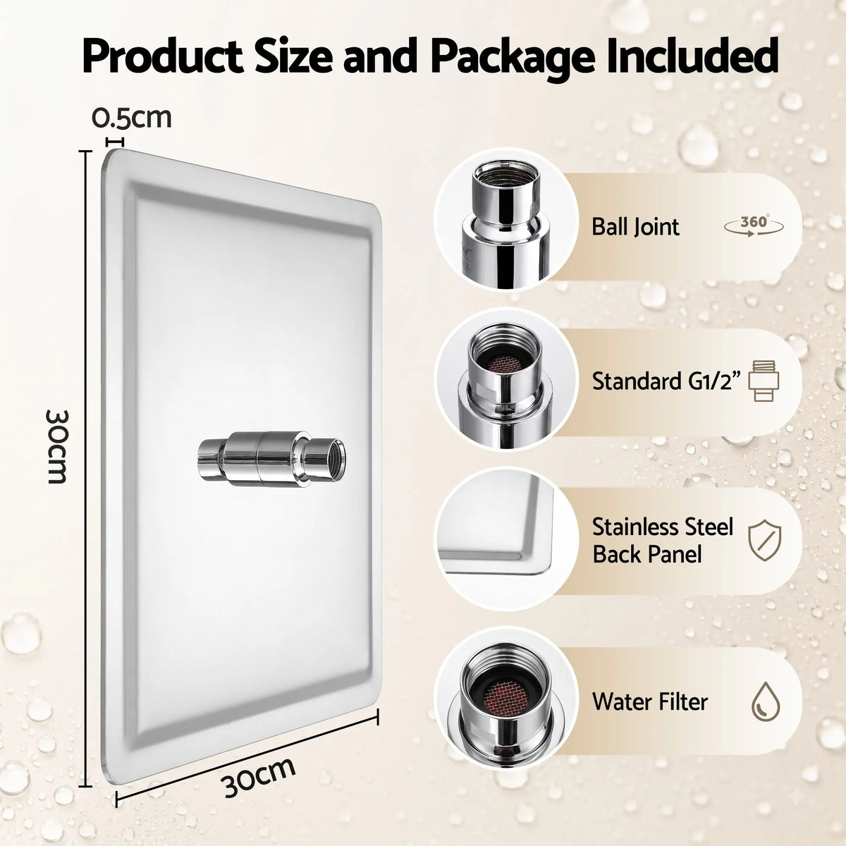 Cefito 12" Extra Large Rain Shower Head, Air-in Tech for Low Water Pressure, Anti-Clog Silicone Jets for Hard Water Scale, 360° Swivel, DIY Renters Install, 304 Stainless Steel - Image 2