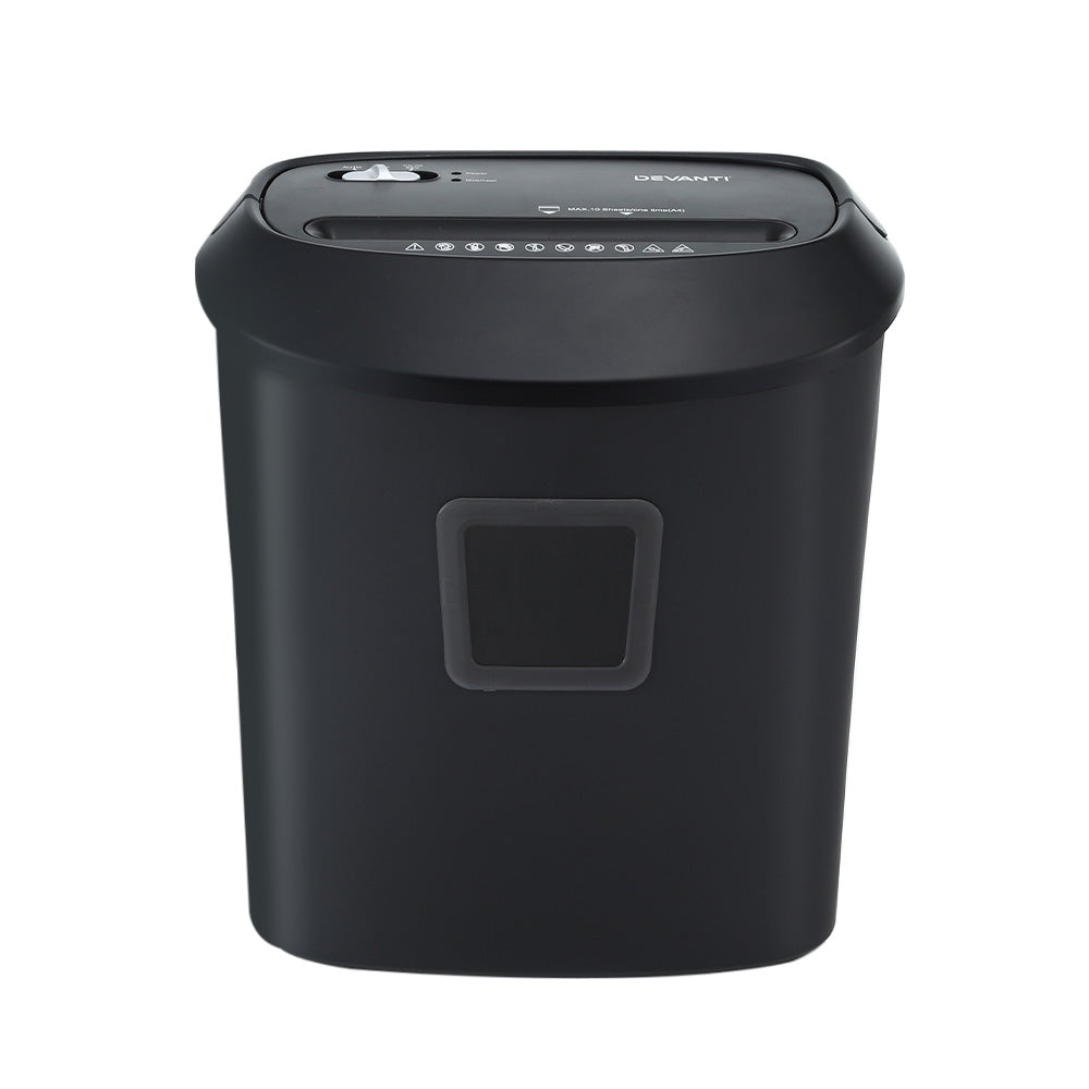 Devanti Electric Paper Shredder for Home Office 10 A4 Paper Sheet Cross-Cut Paper - Image 3