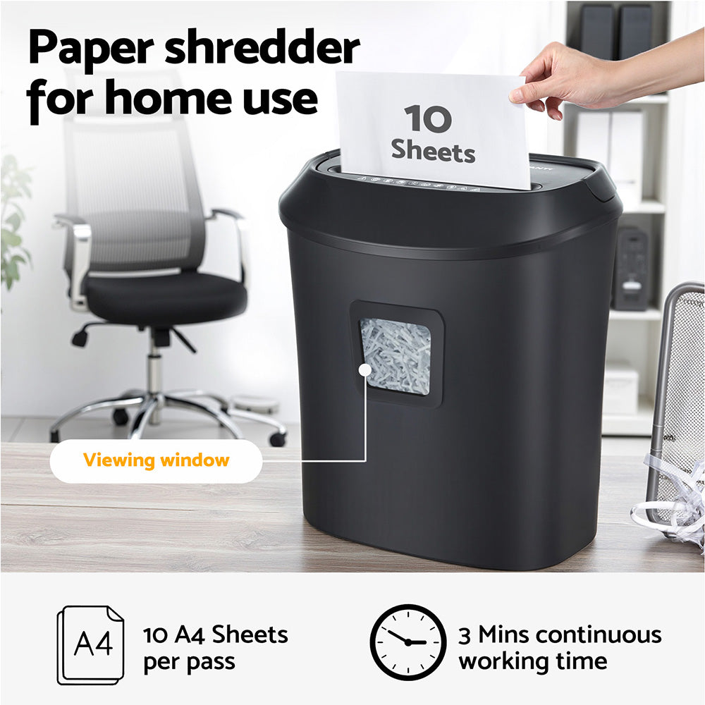 Devanti Electric Paper Shredder for Home Office 10 A4 Paper Sheet Cross-Cut Paper - Image 4