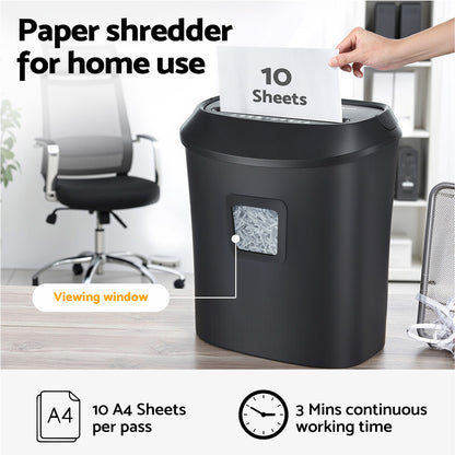 Devanti Electric Paper Shredder for Home Office 10 A4 Paper Sheet Cross-Cut Paper - Image 4