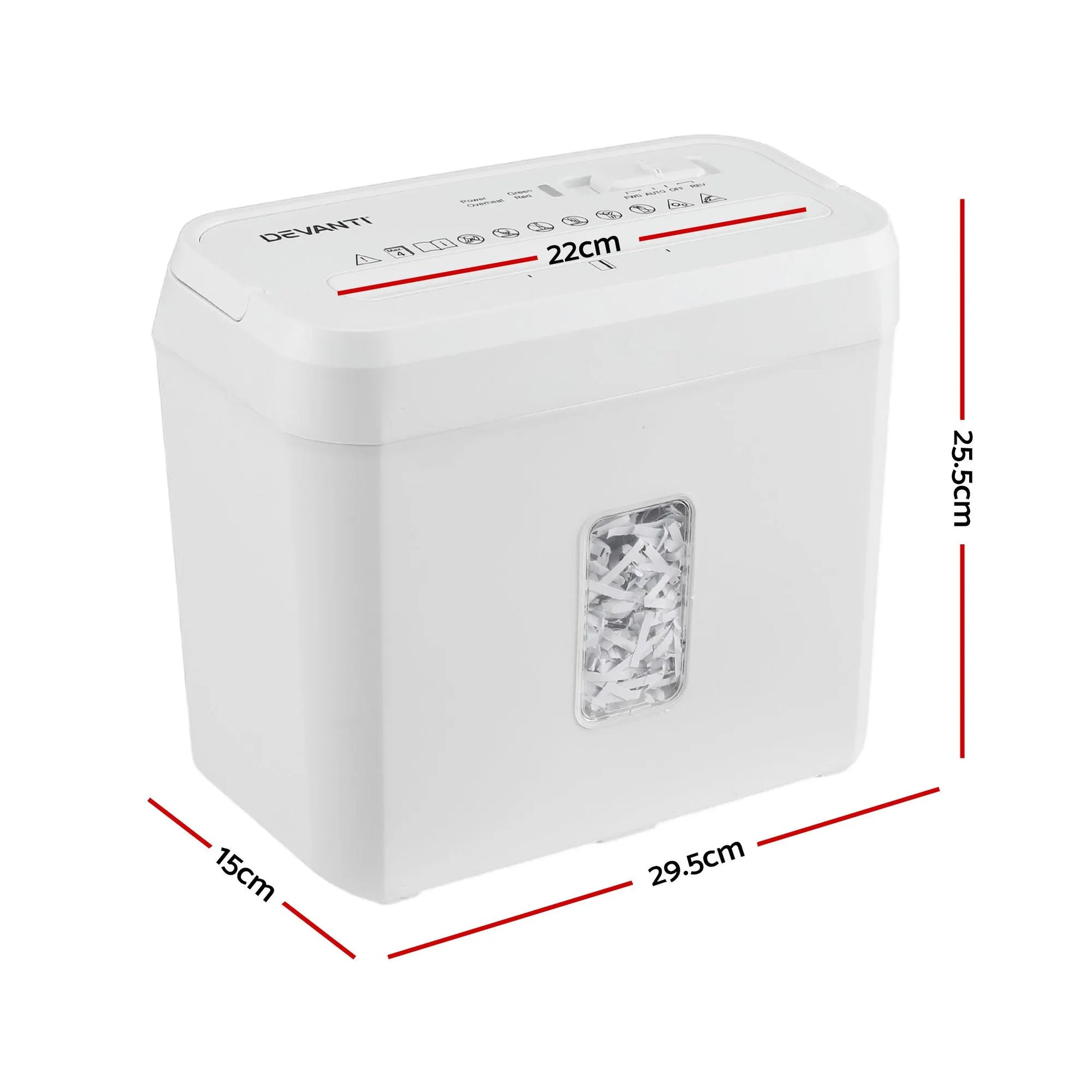 DEVANTI 8L Small Tabletop Paper Shredder 4 Sheet P4 Cross Cut Home Office - Image 2