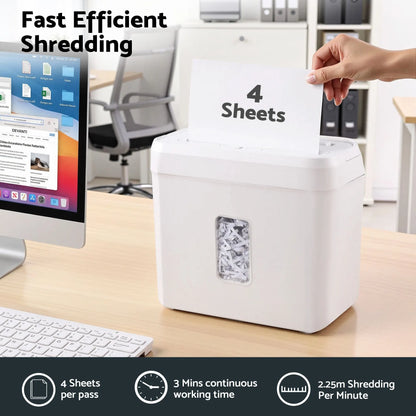 DEVANTI 8L Small Tabletop Paper Shredder 4 Sheet P4 Cross Cut Home Office - Image 4