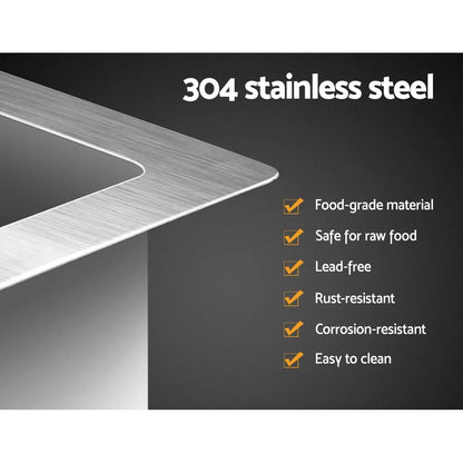 Cefito Kitchen Sink 45X30CM Stainless Steel Basin Single Bowl Silver - Image 4