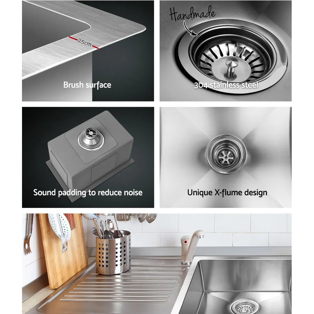 Cefito Kitchen Sink 45X30CM Stainless Steel Basin Single Bowl Silver - Image 7
