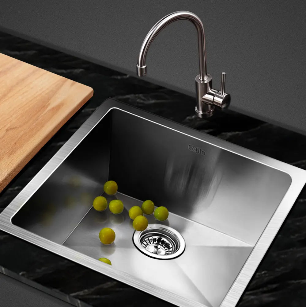 Cefito Kitchen Sink 44X44CM Stainless Steel Basin Single Bowl Silver - Image 8