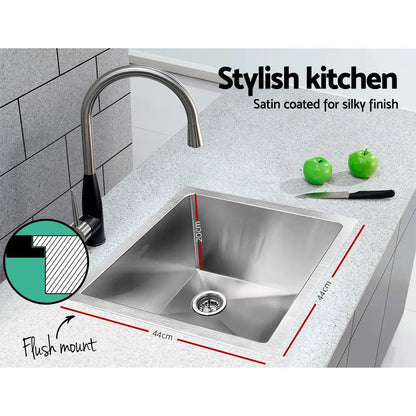 Cefito Kitchen Sink 44X44CM Stainless Steel Basin Single Bowl Silver - Image 4
