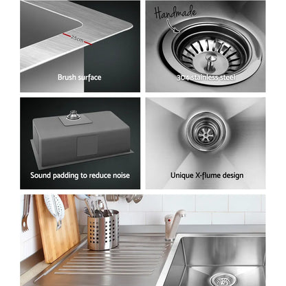 Cefito Kitchen Sink 70X45CM Stainless Steel Basin Single Bowl Silver - Image 6
