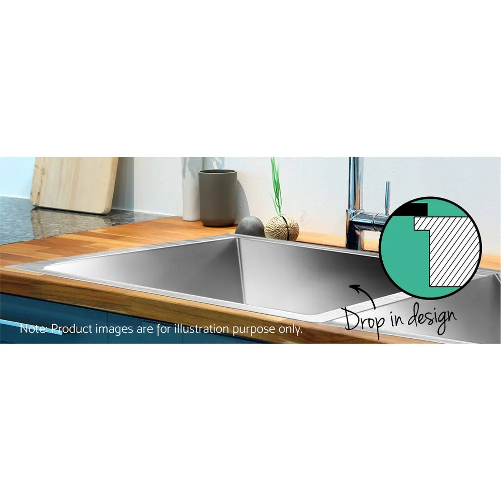 Cefito Kitchen Sink 71X45CM Stainless Steel Basin Double Bowl Silver - Image 7