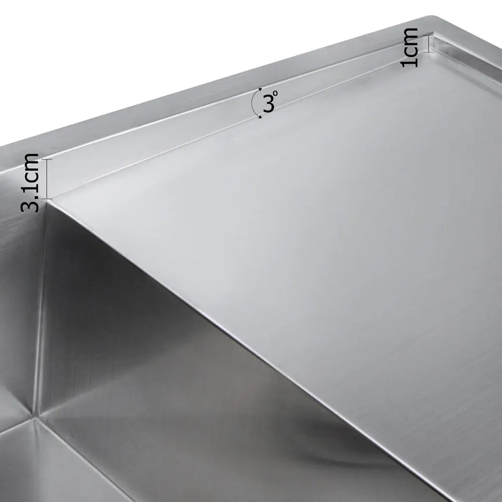 Cefito Kitchen Sink 87X45CM Stainless Steel Basin Single Bowl Silver - Image 3