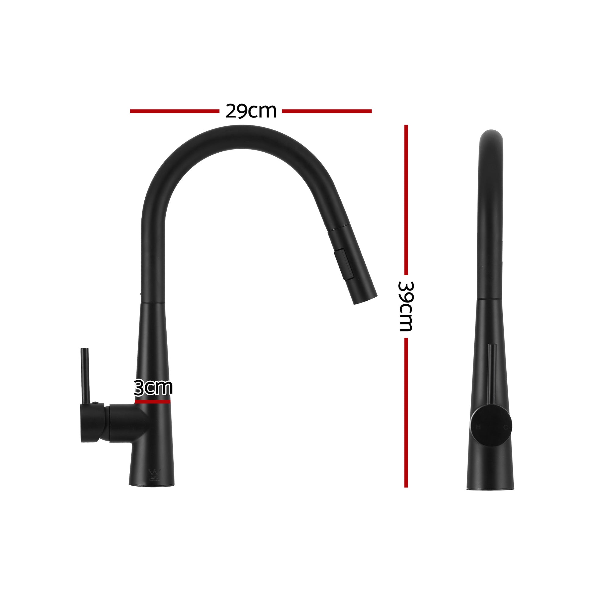 Cefito Stainless Steel Sink 100x45CM With Pull Out Mixer Tap Kitchen Basin Double Bowl Black - Image 3