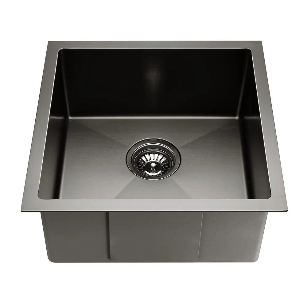 Cefito Kitchen Sink 44X44CM Stainless Steel Basin Single Bowl Black - Image 3