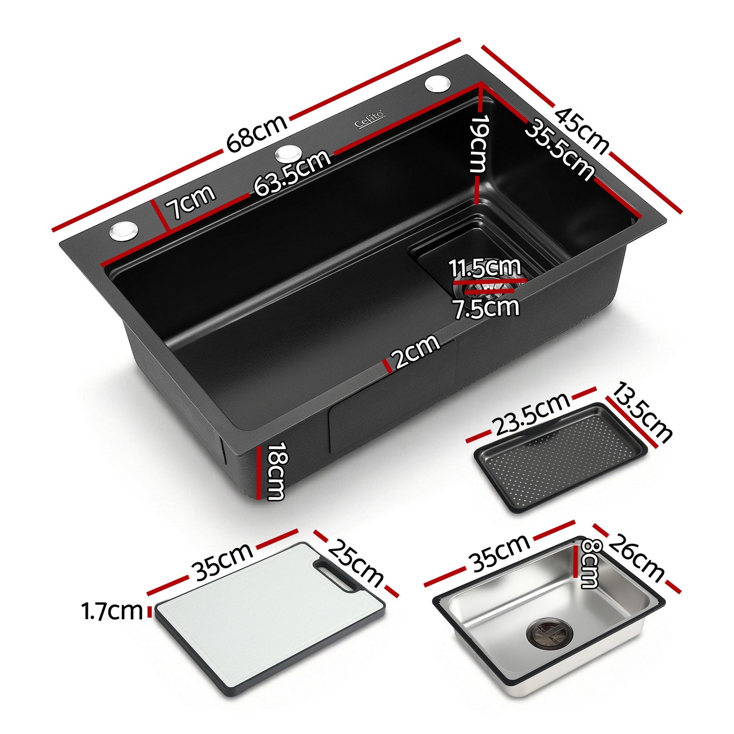 Cefito Kitchen Sink 304 Stainless Steel Bar Sink Millet Grain Water Basin Sink - Image 2