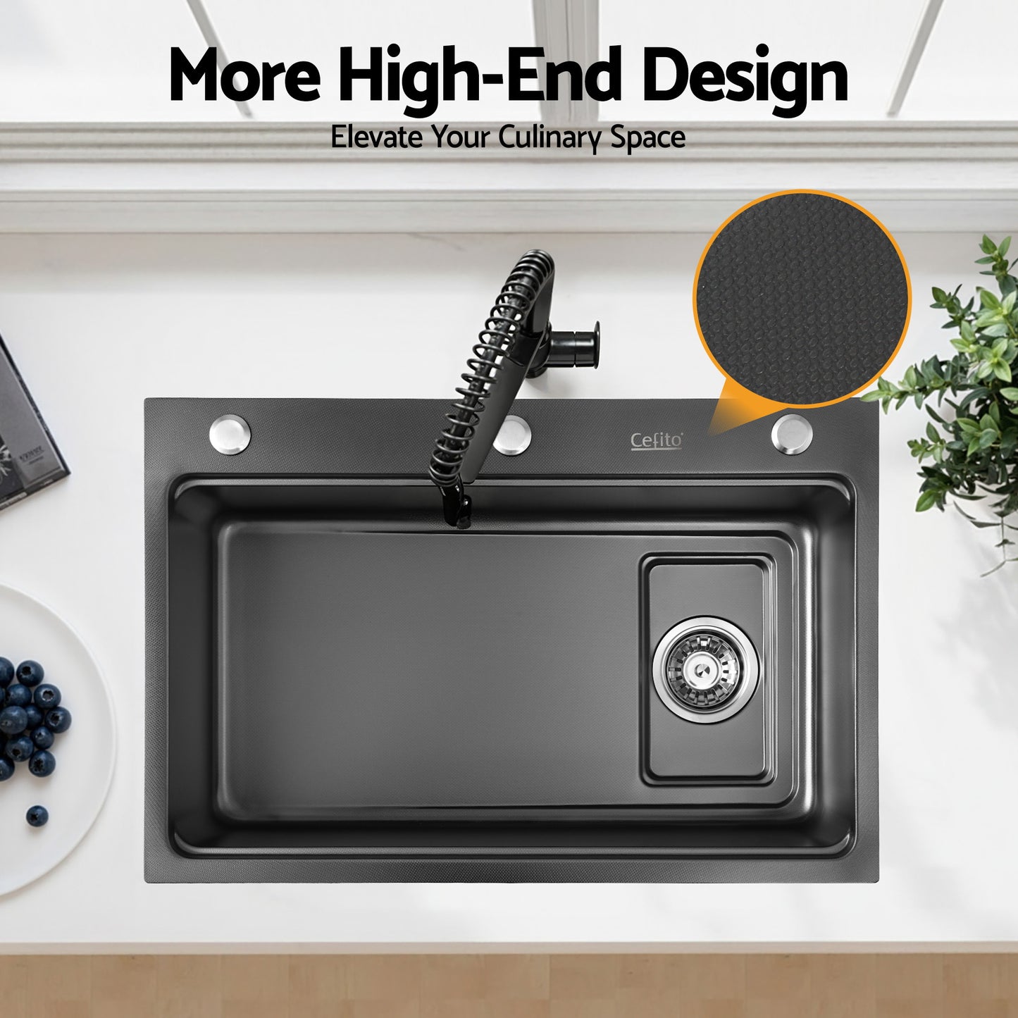 Cefito Kitchen Sink 304 Stainless Steel Bar Sink Millet Grain Water Basin Sink - Image 4