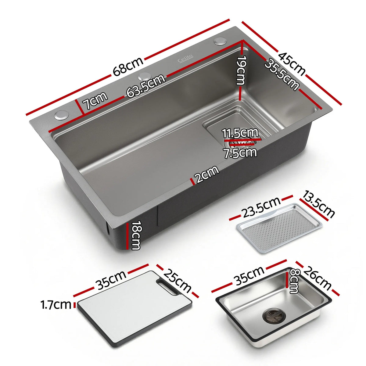 Cefito Kitchen Sink 304 Stainless Steel Bar Sink Millet Grain Water Basin Sink - Image 2