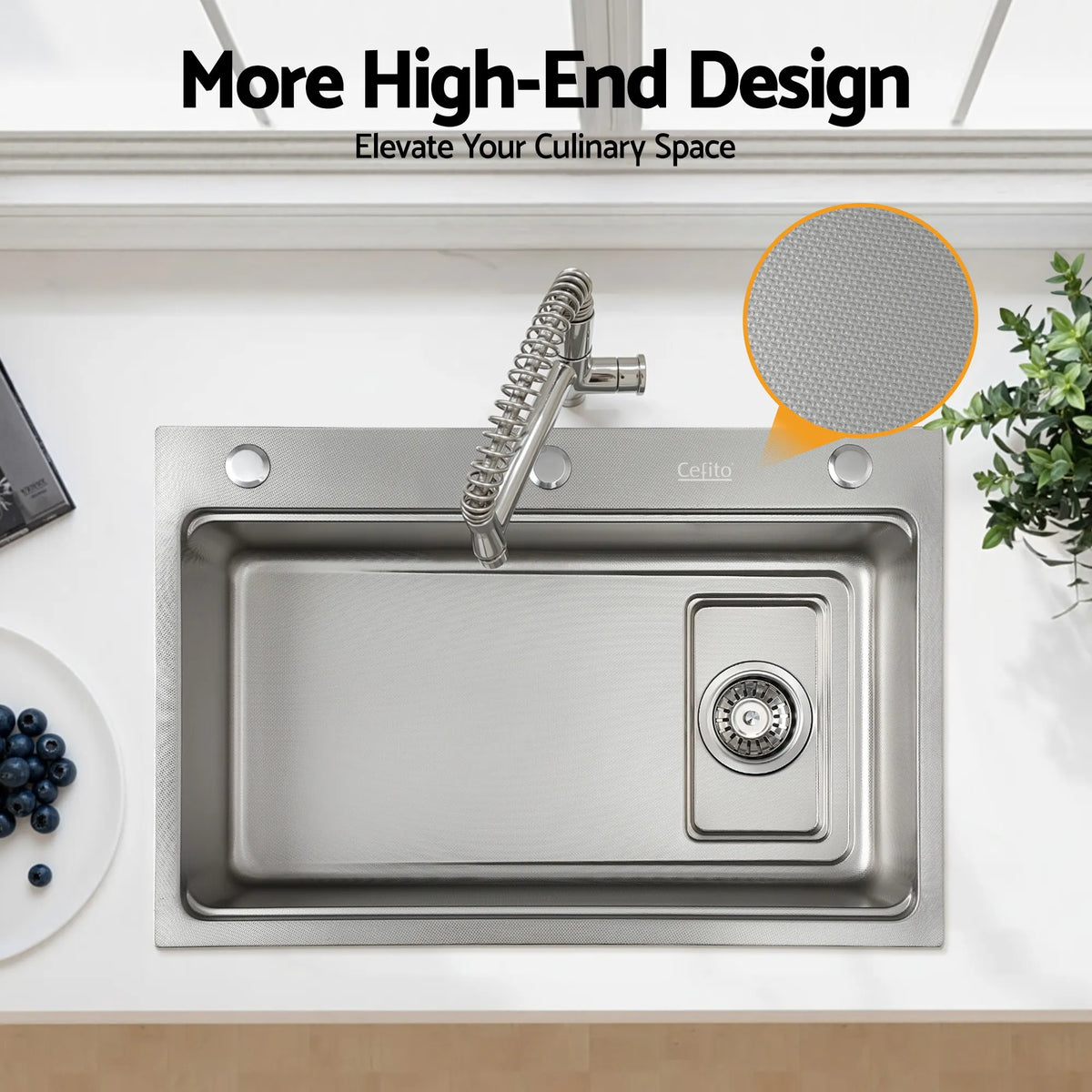 Cefito Kitchen Sink 304 Stainless Steel Bar Sink Millet Grain Water Basin Sink - Image 4