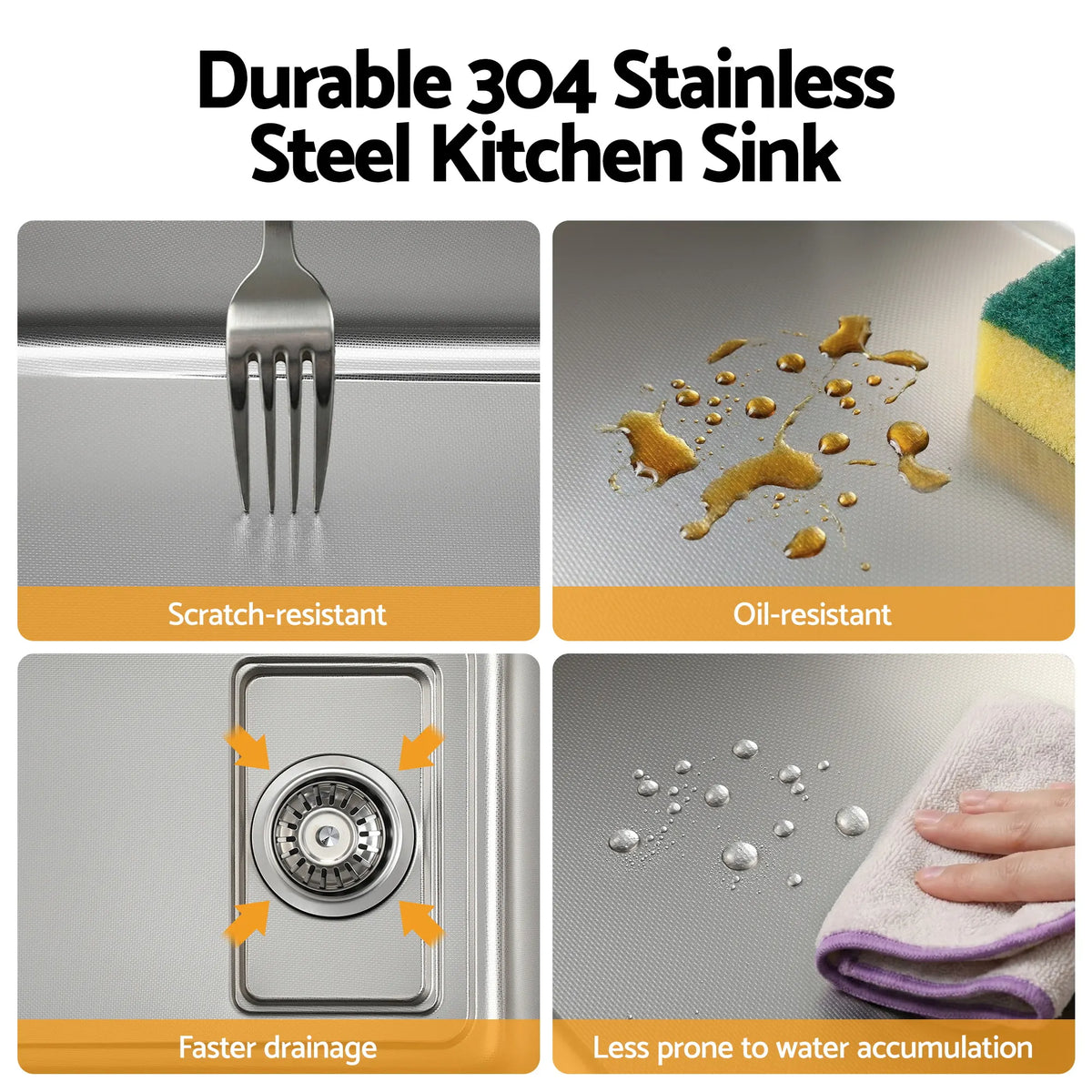 Cefito Kitchen Sink 304 Stainless Steel Bar Sink Millet Grain Water Basin Sink - Image 5