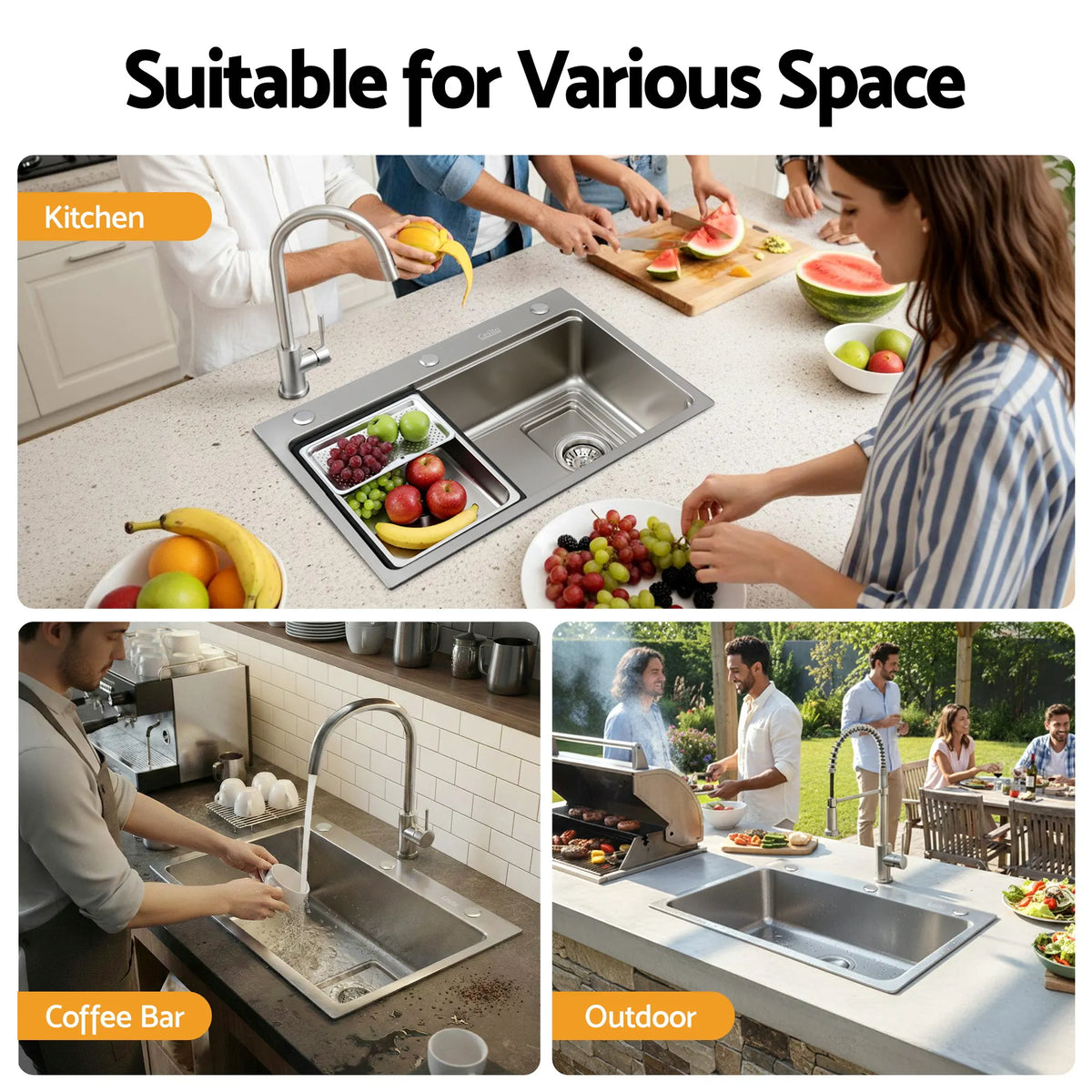 Cefito Kitchen Sink 304 Stainless Steel Bar Sink Millet Grain Water Basin Sink - Image 7