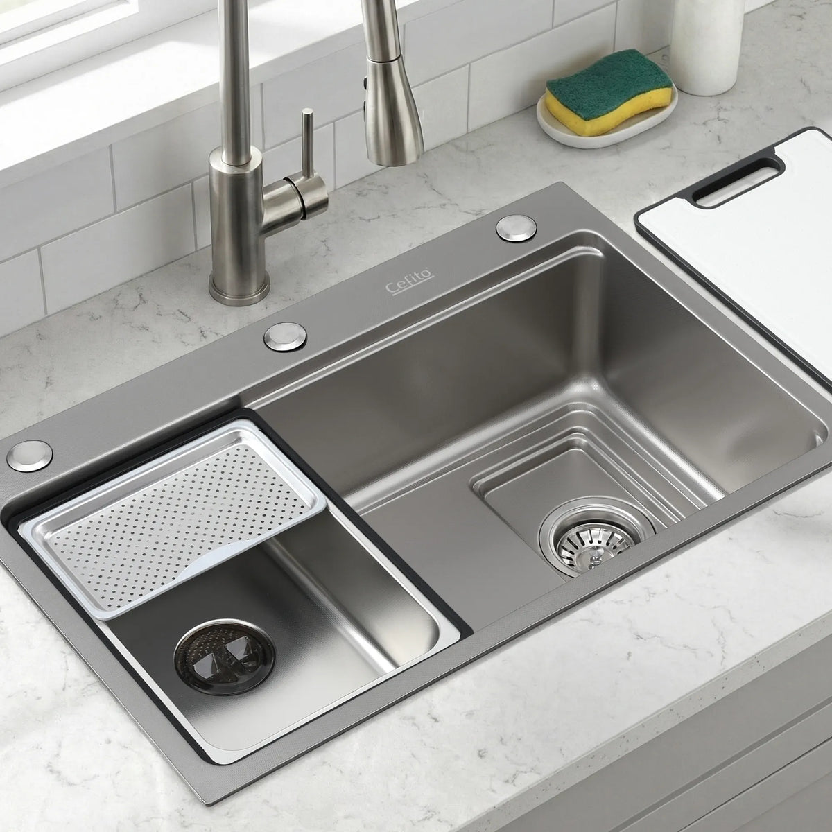 Cefito Kitchen Sink 304 Stainless Steel Bar Sink Millet Grain Water Basin Sink - Image 9