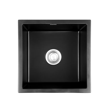 Cefito Kitchen Sink 45x45cm Granite Stone Sink Single Bowl Black - Image 3