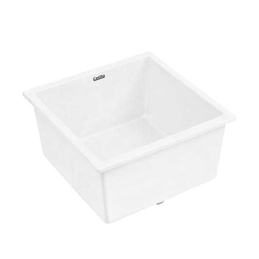 Cefito Kitchen Sink 45x45cm Granite Stone Sink Single Bowl White