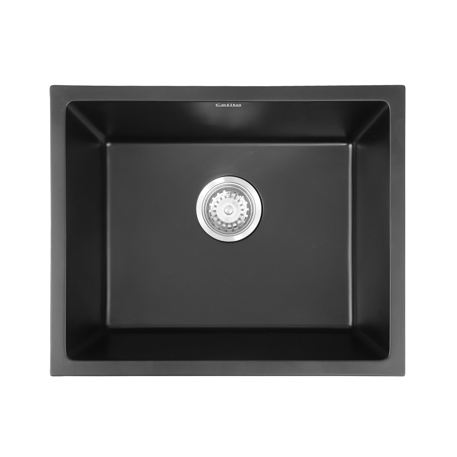 Cefito Kitchen Sink 55x45cm Granite Stone Sink Single Bowl Black - Image 3