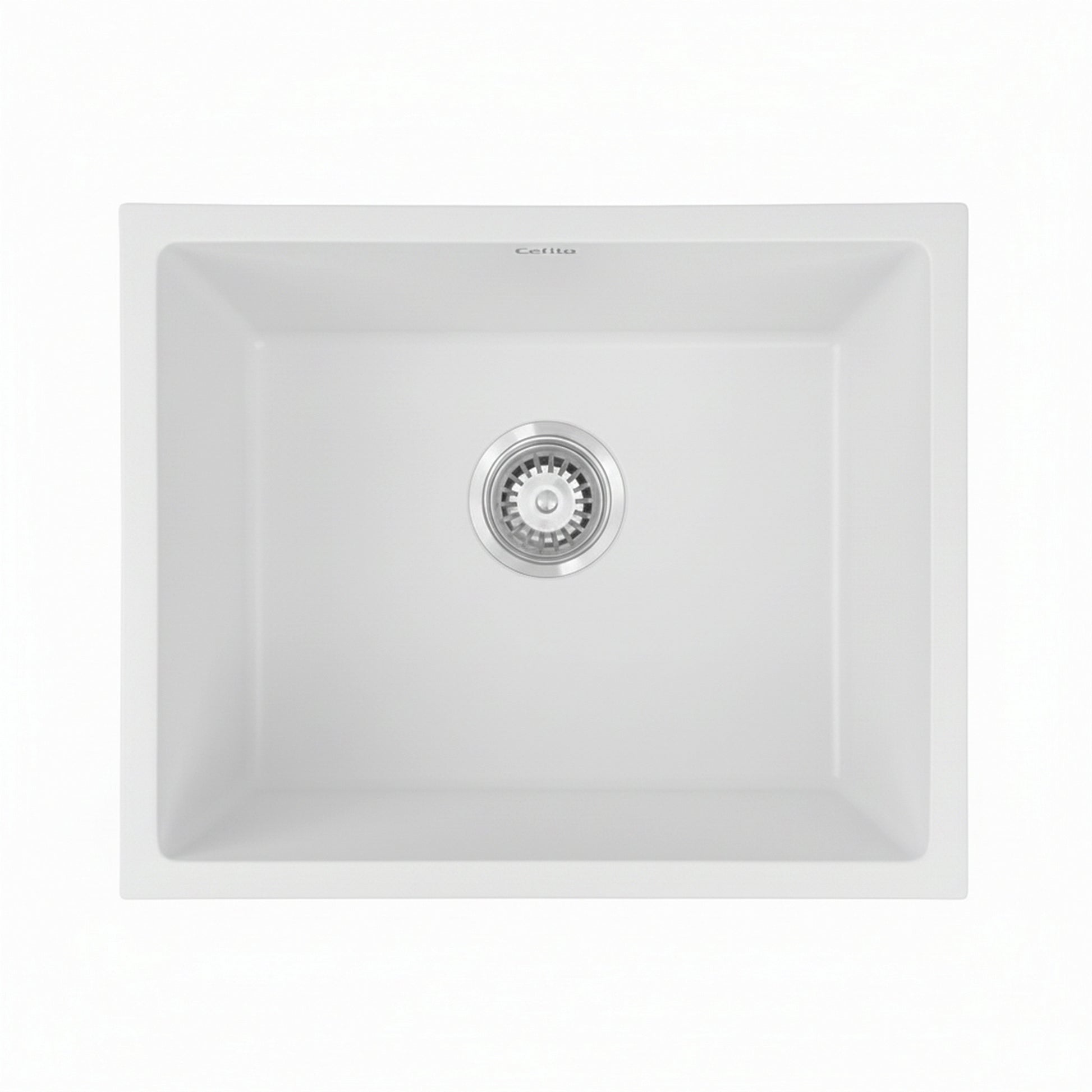 Cefito Kitchen Sink 55x45cm Granite Stone Sink Single Bowl White - Image 4