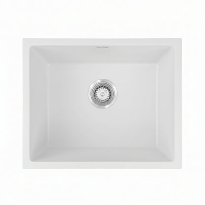 Cefito Kitchen Sink 55x45cm Granite Stone Sink Single Bowl White - Image 4