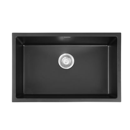 Cefito Kitchen Sink 70x45cm Granite Stone Sink Single Bowl Black - Image 3