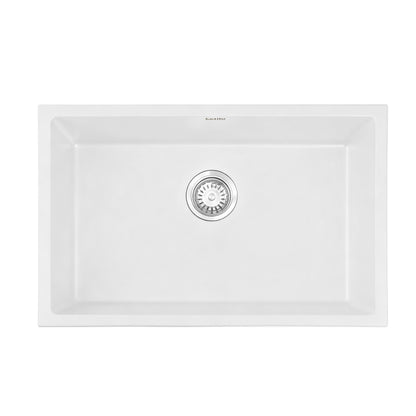 Cefito Kitchen Sink 70x45cm Granite Stone Sink Single Bowl White - Image 3