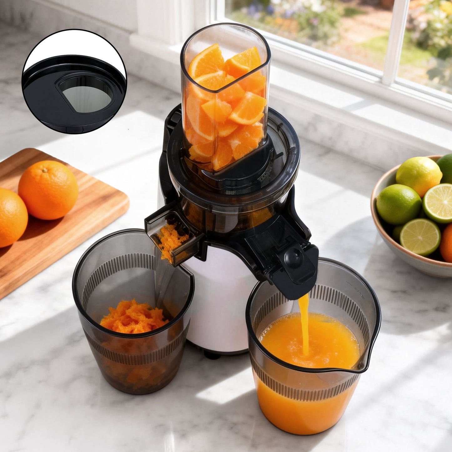 Devanti Slow Juicer Cold Press Fruit Juice Extractor 130W White - Image 5
