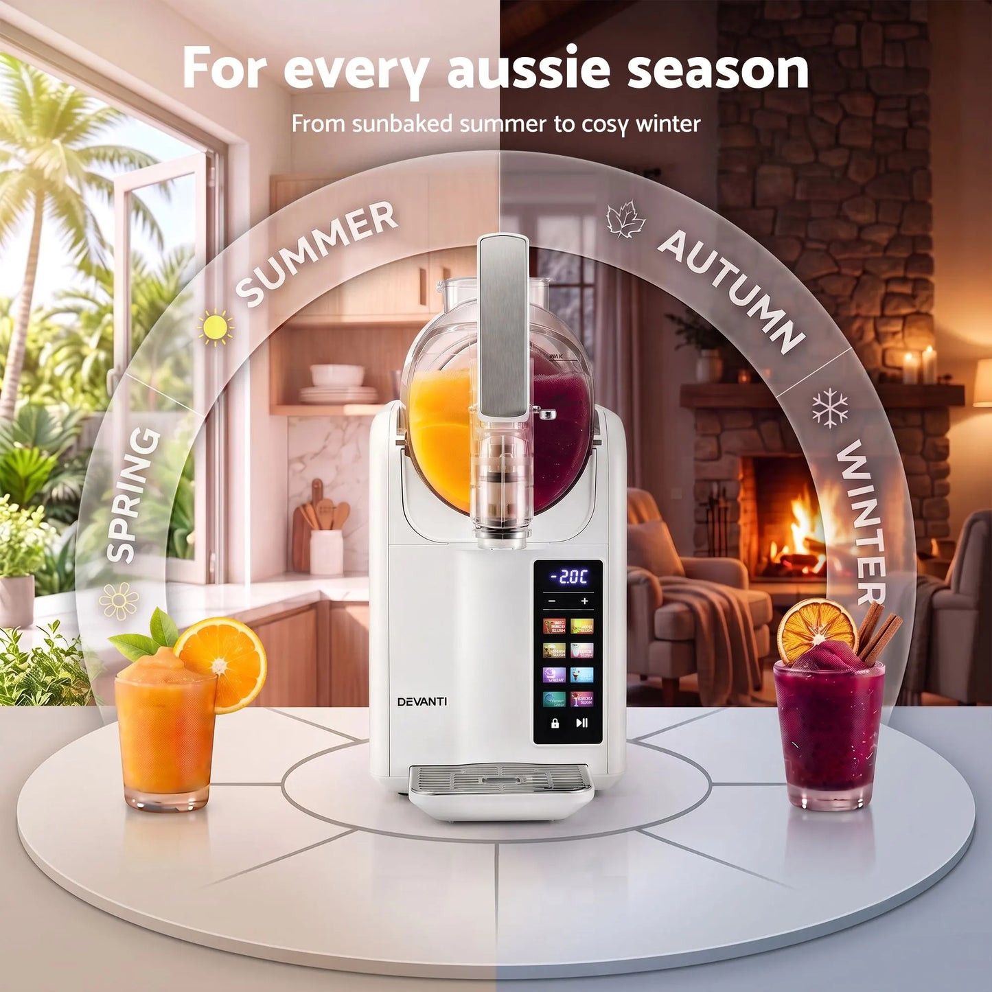 Devanti Slushie Machine 2L Frozen Drink Maker Ice Cream Cocktail Slush Maker White - Image 4